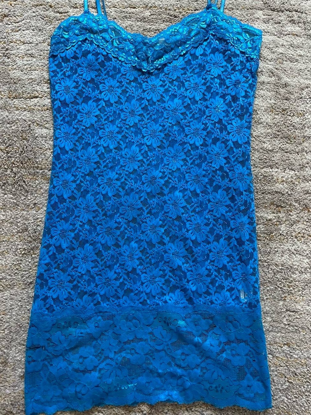 Blue Lace Cami Slip Dress